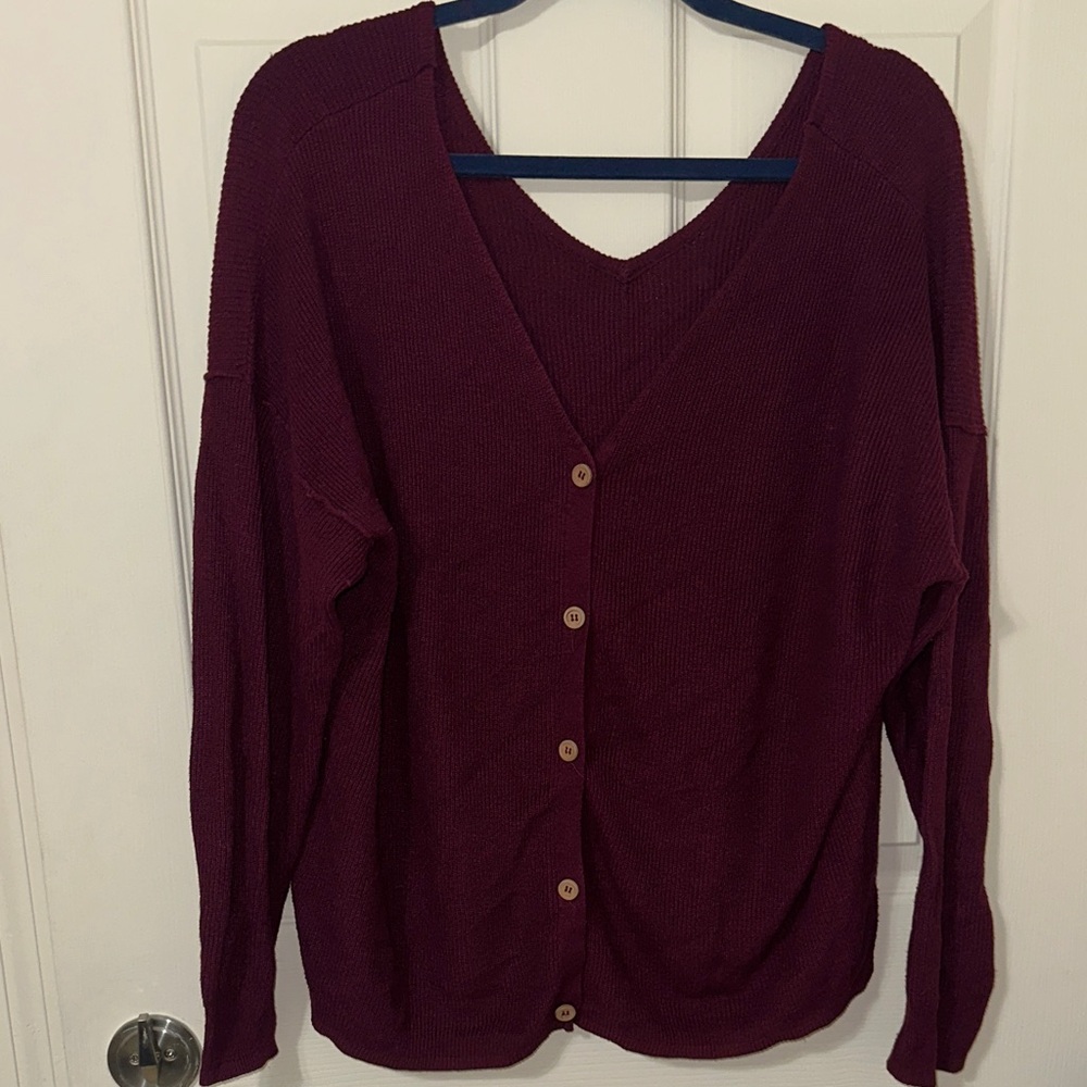 Burgundy Cardigan Sweater Size Large